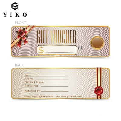 China Art Paper Voucher Free Printing Scratch Card Gift Voucher Disposable Paper Card for sale