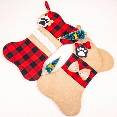 China Christamas Tree Decoration In Stock Wholesale Empty Stock Embroidery Dog Pet Storing Christmas Stocking Decorations For Home for sale