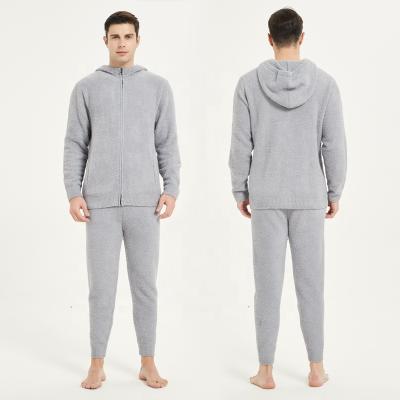 China Thermal hot sale polyester home loungewear simple comfortable scrambled hooded men sleep wear for winter for sale