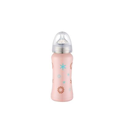 China Baby Viable Style 18/8 Stainless Steel Double Wall Vacuum Milk Cup And Milk Bottle High Quality With Teat Vacuum Flask 350ml for sale