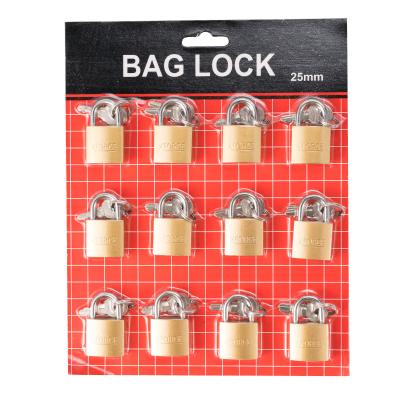 China Durable High Security Imitation Copper Suction Card 25mm 12 Set Pieces Of Security Gold Anti-theft Iron Bag Material Padlock for sale