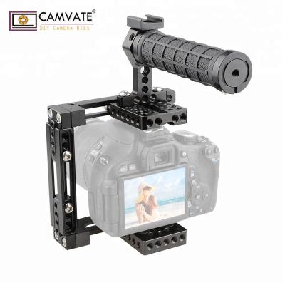 China super sturdy & CAMVATE Convenient Aluminum Alloy DSLR Dual Use Adjustable Cage With Top Handle (Rubber) For Canon for sale