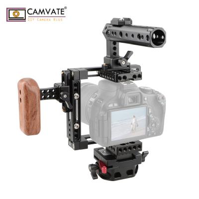 China Attachable side rest comes with two kinds of CAMVATE slide bar cage installation 5D MarkII/5D MarkIII/5DS/5DSR dual use adjustable cage quick release cameral kit for sale