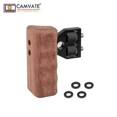 China wooden body & aluminum alloy wire China manufacture wooden camera grip handle for DV video cage installation for sale