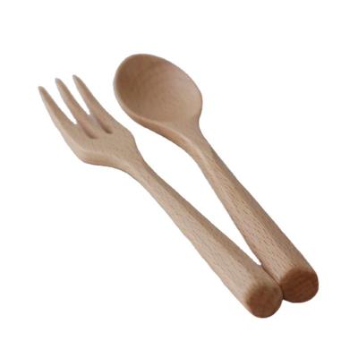 China Factory Price Environmentally Friendly Wooden Spoon And Fork Set Flat Dinnerware Wholesale Sustainable Tableware for sale