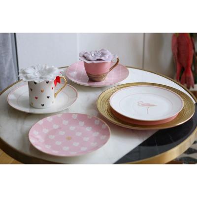 China Sustainable OEM Custom Pink Dinner Plates Sets Modern Dinnerware Dishes Dishes Set For Business Gifts for sale