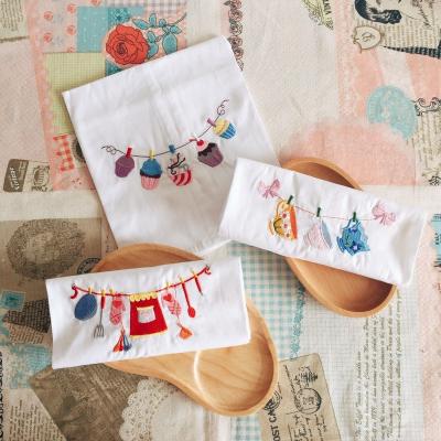 China Viable Cotton Embroidered Table Mat Cover Cloth As Background Kitchen Table Use Tea Towel for sale