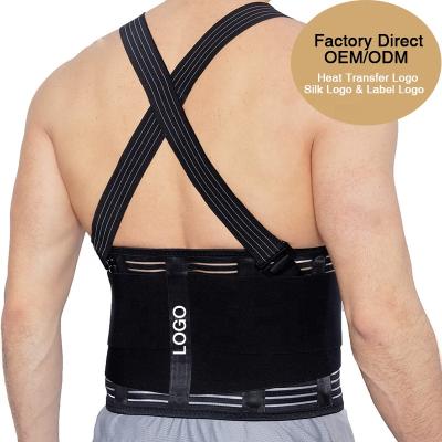 China Bone support; adjustable; double pulls Logo Removable Suspender Waist Protection Elastic Heavy Lifting Lumbar Back Brace Factory Price for sale