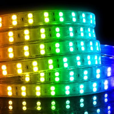 China High Voltage Garden Double-Row RGB LED Strip Light 220V Strips Colorful SMD 5050 for sale