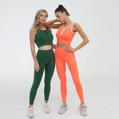 China Antibacterial Women Yoga Set Gym Clothing Leggings Sports Bra Workout Women Fitness Top Set In Stock for sale