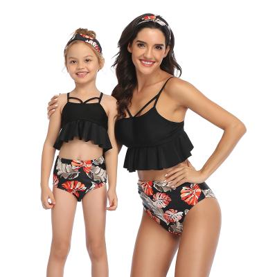 China Breathable Custom Family Swimwear Parent-child Summer Swimsuit Baby Girl Matching Bikini Set for sale