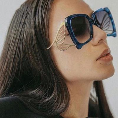 China Fashion Sunglasses 6611 Newest Metal Butterfly Frame Gradient Women Shades Luxury Oversized Sunglasses for sale