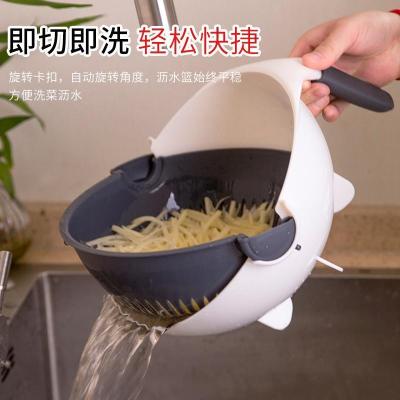 China Sustainable 9 in 1 Multifunctional Rotate Vegetable Cutter Shredder Grater Slicer With Drain Basket for sale