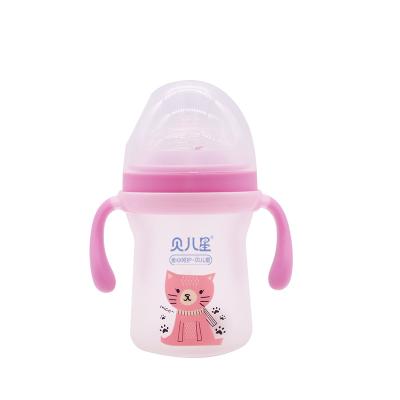 China BPA Free OEM Sevice Factory Price Baby Feeding Bottle Food Grade Silicone Breast Milk Bottle Borosilicate Glass 150ml CARTOON Transparent for sale