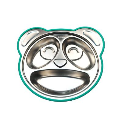 China Lovely Split Panda Dinner Plate Baby Feeding Silicone Dinner Plate stainless steel dining plate for sale