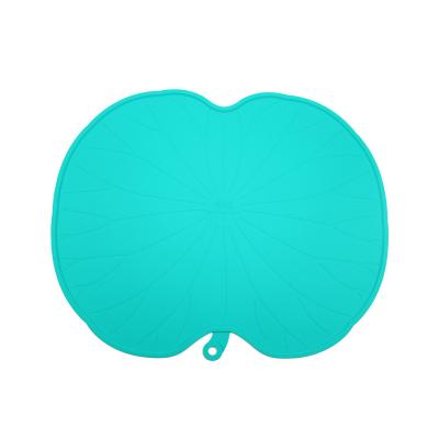 China Lovely Reusable Portable children Dining Food-Grade BPA Free Mat Non-Slip Waterproof Baby Lotus Leaf Silicone Placemat for sale