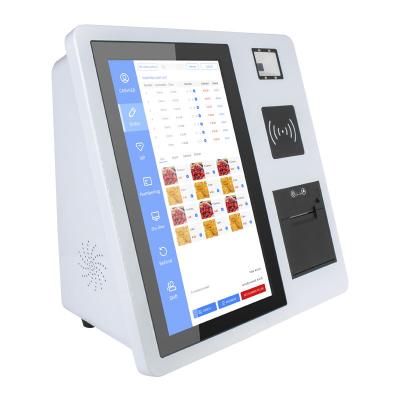 China Supermaket Resturant Licon smart touch screen 15.6 inch qr code scanner kiosk ticket 80MM printer self service pos system payment terminal for sale