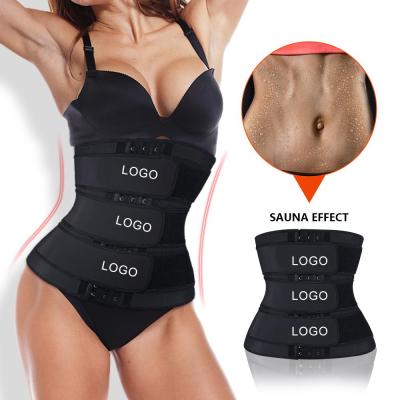 China Antibacterial Custom Logo Printing 3 Belts Waist Trimmer Belts Slim Tight Weight Loss Belt Waist Trainer Belly Control Compress Waist Trainer for sale