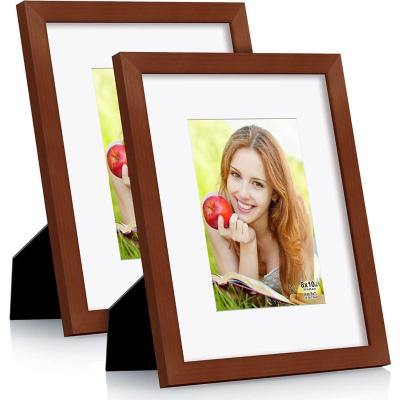 China 8X10-inch Classic Style Natural Wooden Picture Frames Photo Frame For Wall Hanging With Plexiglass Picture Frame Photo Decor Brown2pk for sale