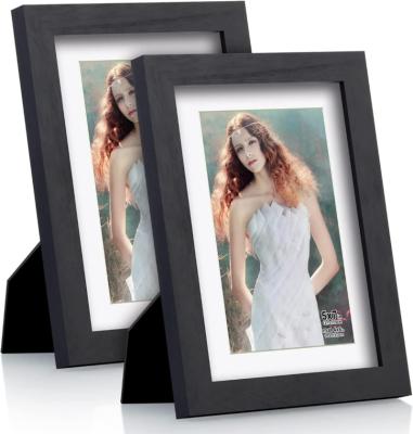 China Classic Style Wholesale 5x7inch With Mat Wooden Photo Frames Home Decoration Picture Frame Of Pictures Decor Rectangle Office View for sale