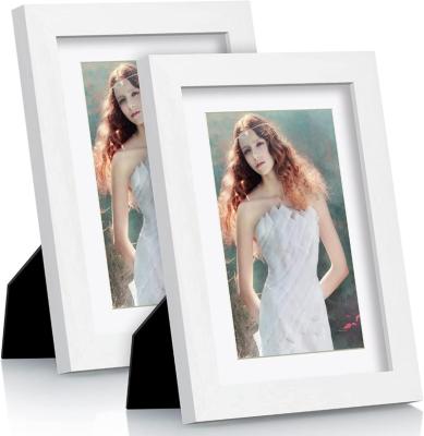 China Classic Style 5x7inch With Mat Wooden Photo Frames Home Decoration Picture Frame For Office Decor Rectangle Pictures View White for sale