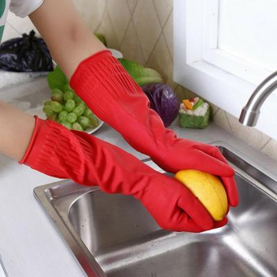 China 1Pair Cleaning Lengthen Latex Dish Cleaning Gloves Silicone Dish Wash Rubber Glove For Household Scrubber Kitchen Clean Tool for sale