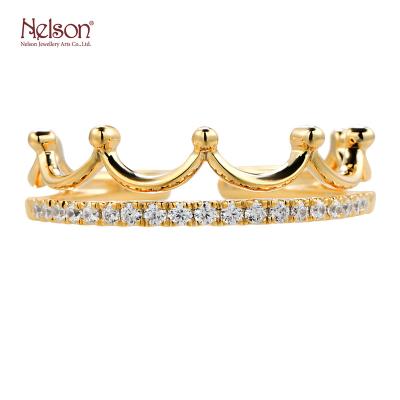 China OEM ODM Reward Factory Winning Wholesale Price No MOQ Risk 18K Yellow Gold Zero Durable Diamond Designed Crown Fashion Rings For Women for sale