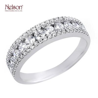 China CLASSIC Wholesale Price No MOQ Genuine Diamond Fine Jewelry Band Ring Diamond Ring Jewelry Diamond Anniversary 18K White Gold Daily Wear for sale