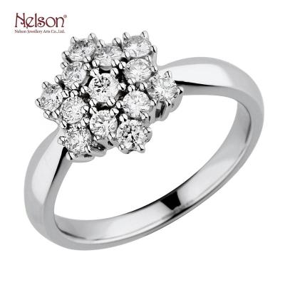 China FASHIONABLE Reward Factory Wholesale Price Logo Art Deco Classic Gift 18K White Gold Diamond Gold Flower Ring For Custom Wife for sale