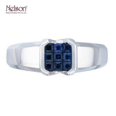 China OEM ODM Zero Risk No Winning Blue Sapphire Men Ring 18K White Gold Factory Newest Style MOQ OEM Wholesale Price ODM Reward Design for sale