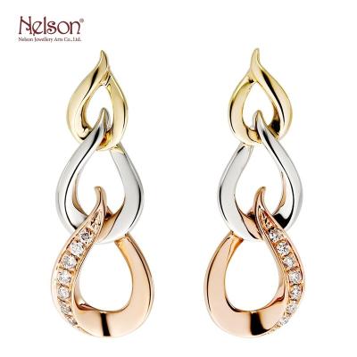 China Elegant White White Yellow Earring OEM ODM Reward Factory ODM Risk Earning Good 18K Rose Gold Natural Diamond Drop Fine Jewelry Zero for sale