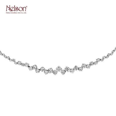 China Custom Luxury 18K 750 White Gold Diamond Necklace For Ladies Natural Custom Fine Custom Wholesale Price Logo Jewelry Manufacturer for sale