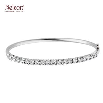 China Elegant Diamond Engagement Bracelet Simple Design Single Line 18K White Gold Fine Jewelry OEM Zero Risk Wholesale Price ODM for sale