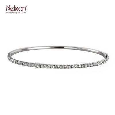 China Wholesale Price 18K 750 White Gold 750 White Gold CLASSIC High Quality Fine Diamond Gift Single Line Diamond Bracelet For Woman for sale