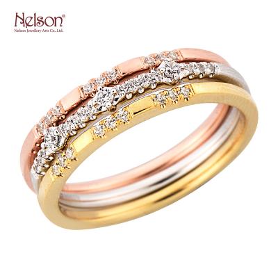 China Popular OEM ODM Design No MOQ OEM ODM Reward Factory Risk Earning Best Zero Selling 18K 750 Rose Gold Diamond Wedding Ring Yellow White for sale