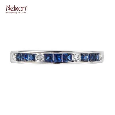 China 2021 OEM Design Factory Price Popular OEM ODM No MOQ Real Office Career Professional Style Diamond Blue Sapphire Ring For Women for sale