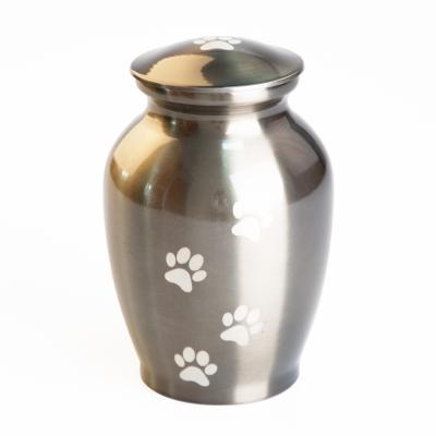 China Sustainable Burial Supplies Brass Urn Pet Cremation Keepsake Urns With Paws Print for sale