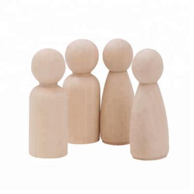 China Cartoon Toy Wholesale DIY Wood Crafts Unfinished 65mm Peg Doll Wooden Crafts Doll Home Decor for sale