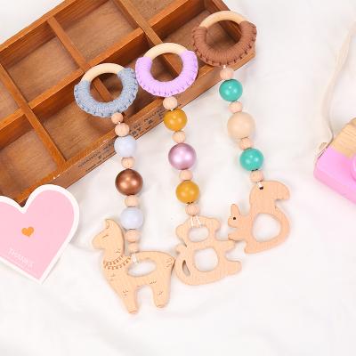 China Soft Toy Luxury Box Packing Baby Learning Toy Animal Shape Teether Toys Set Custom Beech Wood Teether for sale