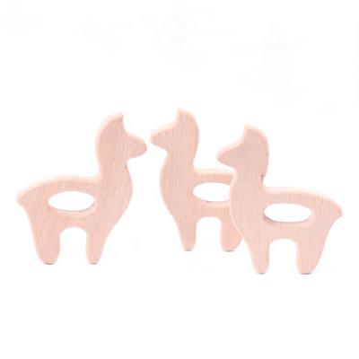 China Soft Toy Best Price Baby Teether Toy Baby Gift Set Organic Wooden Shape Baby Llama Teether Wooden Teether for sale