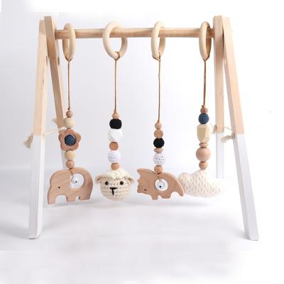 China Toy Newborn Soft Baby Wooden Teether Set Handmade Baby Toys Set Wooden Teether Beech Wooden Teether Baby Rattle Gift Wooden Teether Set for sale