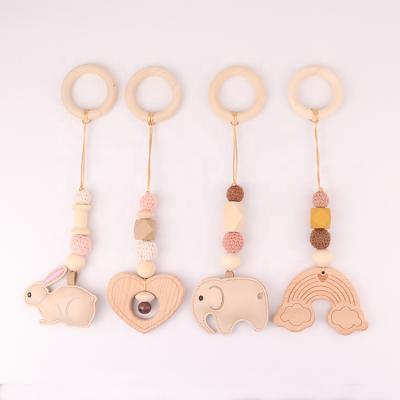 China Wholesale Wooden Toys Healthy Grow Help Baby Teeth Gym Hanging Toys Eco-Friendly Baby Teething Toys for sale