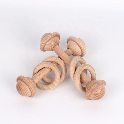 China Safe Beech Wood Baby Rattle Baby Teether Toy for Newborn Baby Playing and Exercising for sale