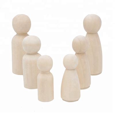 China Cartoon Toy Diy Craft 35mm Wood Color Wooden Bowling Peg Doll Unfinished Wooden Dolls Bodies for sale