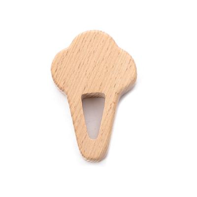 China Soft Toy New Safety Baby Teething Teether Food Grade Baby Ice Cream Shaped Wooden Teether Baby Toys Wooden for sale