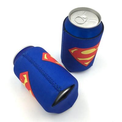 China Waterproof 3mm Sublimation Printed Custom Logo Full Foldable Neoprene Beer Can Cooler for sale