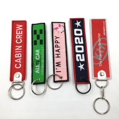 China Promotion Gift Wholesale Personalized Flight Embroidered Key Fob , Custom Pilot Embroidery Key Chain With Ring for sale