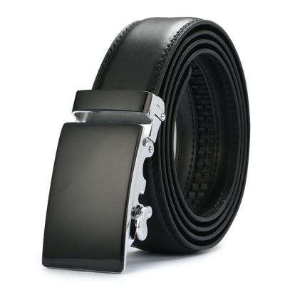 China Men's Business Casual Wear Classic Genuine Leather Alloy Buckle Black Belt for sale