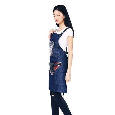 China Pieces Cotton Denim Kitchen Apron Rotating Uniform Apron Hair Stylist Aprons for sale