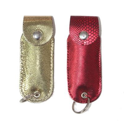 China New mini pepper spray pocket holder self-defense pepper spray colorful key chain pocket leather holder for sale